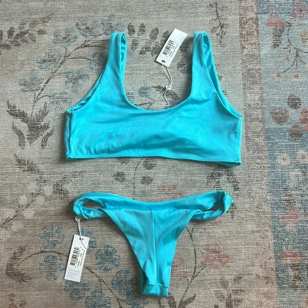 Frankie's Bikinis Dexier Shine Twist Top And Katrina Shine Bottom NWT Size S, L
